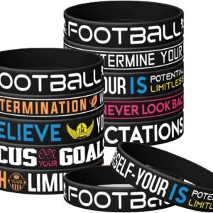 12-Pack Football Silicone Inspirational Bracelets