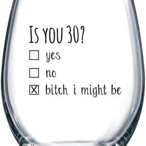 1990 30th Birthday Wine Glass – Funny Gift for Him/Her