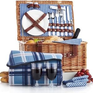 2 Person Wicker Picnic Basket with Cutlery