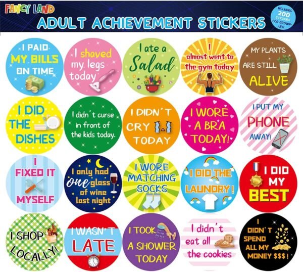 200 Funny Achievement Stickers for Adults