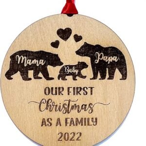 2022 Mama Papa Baby Bear Christmas Ornament