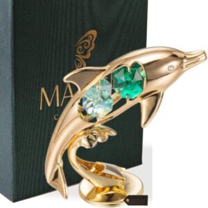 24K Gold Plated Crystal Dolphin Figurine
