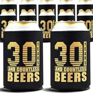 30th Birthday Can Cooler - Black & Gold