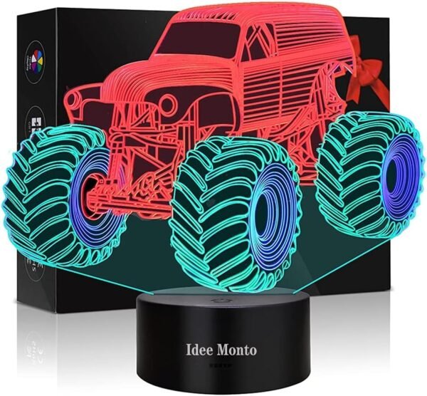 3D Monster Trucks Night Light for Kids