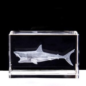 3D Shark Paperweight in Crystal Glass