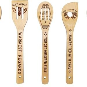 5 Pcs Schitt’s & Friends Wooden Spoons Set