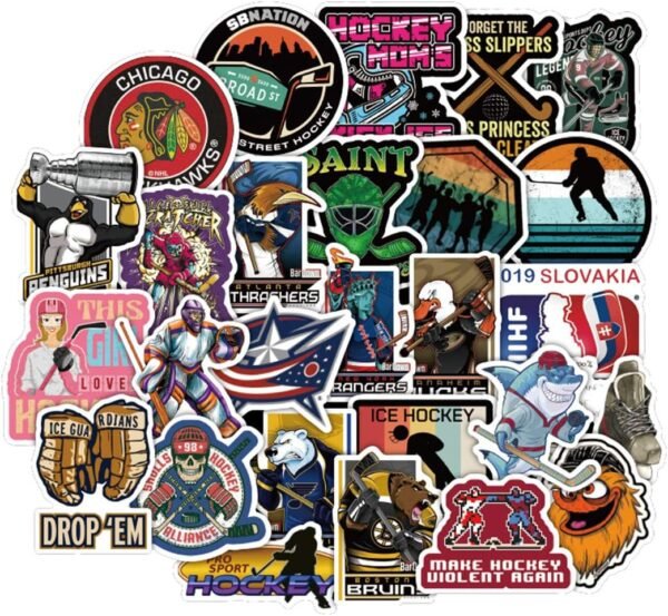 50Pcs Hockey Stickers - Waterproof Vinyl