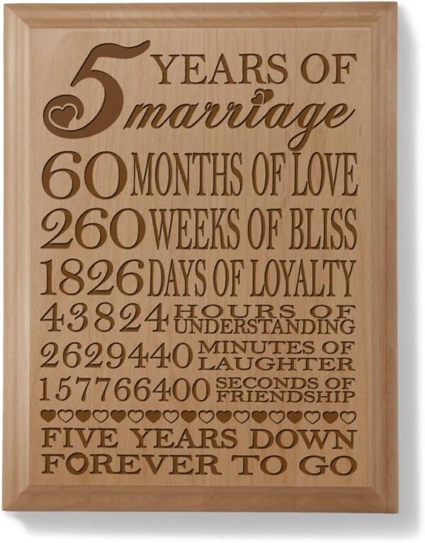 5th Anniversary Engraved Wood Plaque