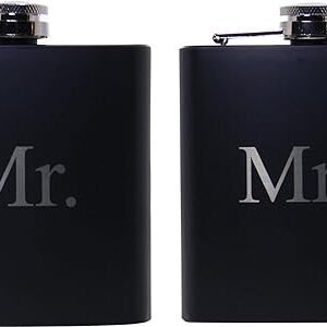 6 oz Stainless Steel Wedding Flask Set