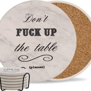 Absorbent Drink Coaster Set with Holder