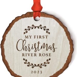 Andaz Press Personalized Baby 1st Christmas Wood Ornament