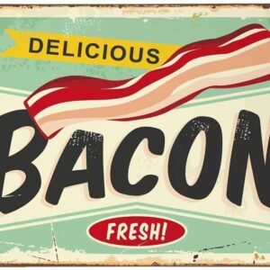 Bacon Tin Sign: Retro Wall Decor