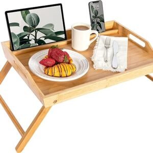 Bamboo Bed Tray with Phone Holder