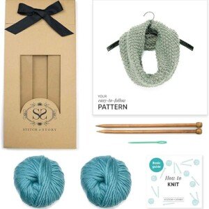 Beginner Knitting Kit – Stone Teal