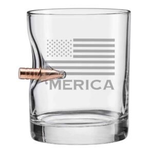 BenShot 11oz 'Merica Rocks Glass with Real .308 Bullet