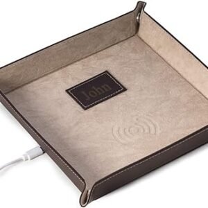 Bey-Berk Personalized Wireless Charger Valet Tray