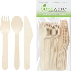 Birchware Wooden Cutlery Set – 24 Pieces