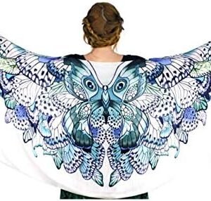 Bird Feather Wings Silk Scarf (Blue)