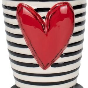 Black White Stripe Heart Ceramic Planter Set