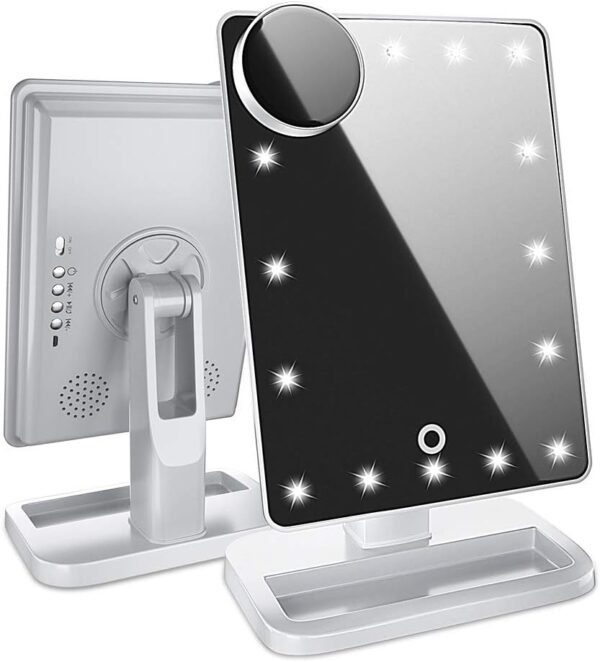 Bluetooth Lighted Makeup Mirror with 360° Rotation