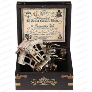 Brass Ship History Sextant with Hardwood Box