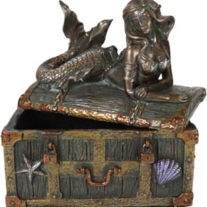 Bronzed Mermaid Resting on Sunken Treasure