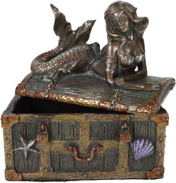 Bronzed Mermaid Resting on Sunken Treasure