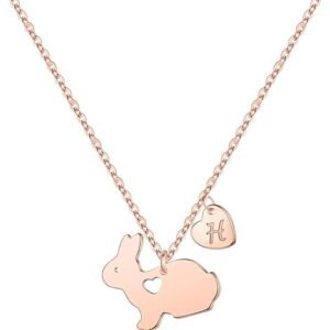Bunny Initial Necklace in Rose Gold
