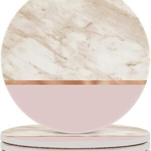 Caramel Marble Rose Gold Coasters, Set of 4