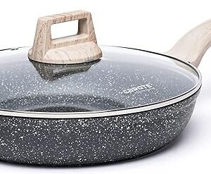 CAROTE Nonstick Granite Fry Pan with Lid