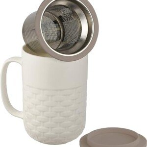 casaWare Tea Infuser Mug with Lid/Coaster (Gray)