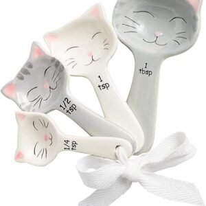 Cat Ceramic Measuring Spoons - Kitchen Decor