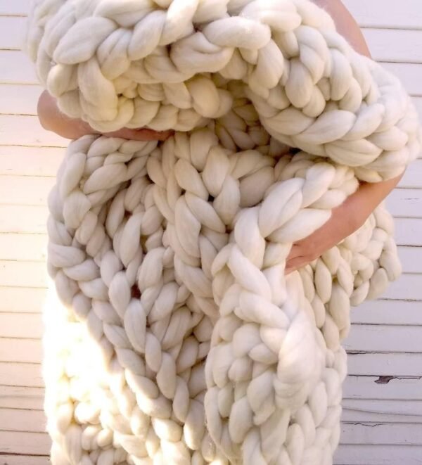 Chunky Knit Merino Wool Blanket
