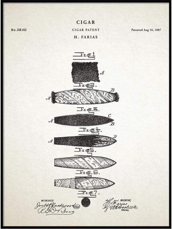 Cigar Art Print- Vintage Blueprint