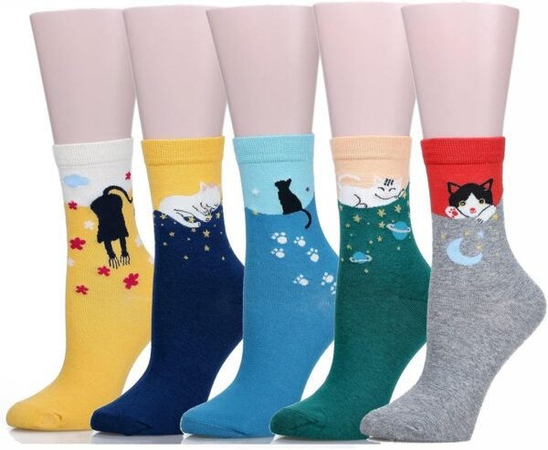 Colorful Cat Crew Socks Gift Pack