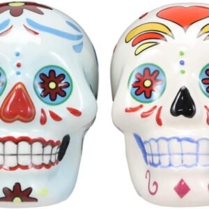 Colorful Day Of The Dead Salt And Pepper Shakers Set