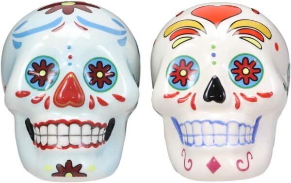 Colorful Day Of The Dead Salt And Pepper Shakers Set