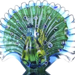 Colorful Peacock Art Glass Table Decor