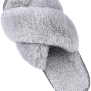 Comwarm Cross Band Fuzzy Slippers