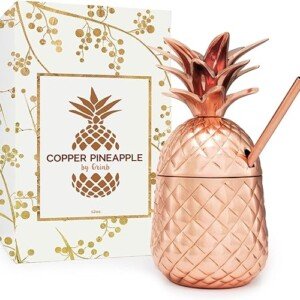 Copper Pineapple Tumbler with Straw – Multiple Sizes – Handcrafted Drinking Mug