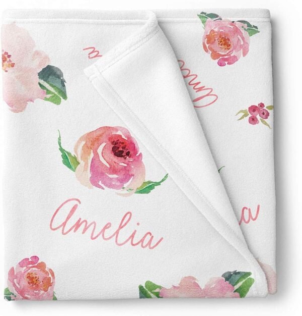 Coral Pink Floral Baby Girl Blanket