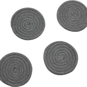 Cotton Thread Weave Round Coasters, Set of 4 (Dark Grey)