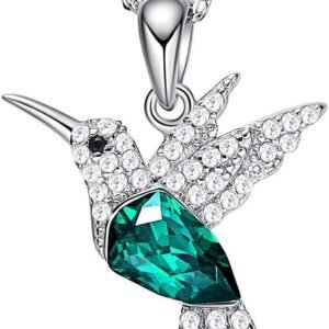 Crystal Hummingbird Necklace – Sterling Silver