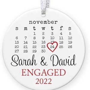 Custom Engagement Gift with Date – 2023 First Christmas Ornament