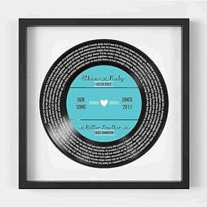 Custom Record Print with Framed Song Lyrics