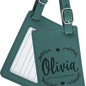 Custom Teal Luggage Tags with Strap