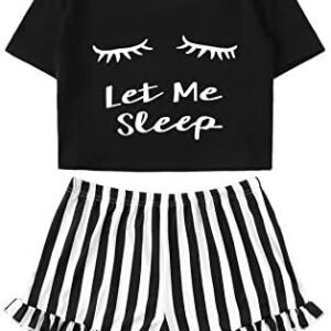 Cute Closed Eyes Print Pajama Set