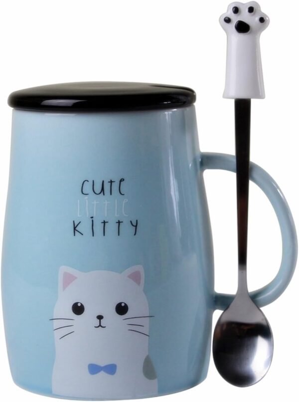 Cute Kitty Mug with Stainless Spoon