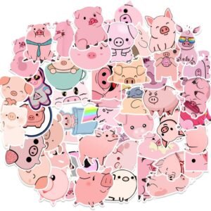 Cute Pink Pig Stickers for Water Bottles