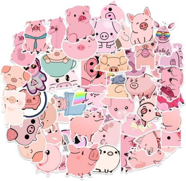 Cute Pink Pig Stickers for Water Bottles